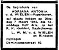 Rouwbericht uit de Nijmeegsche Courant d.d. 4 maart 1944.